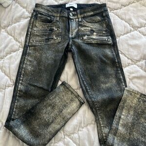 Paige Edgemont Pewter Crackle Coated Skinny Sz 27 length 28